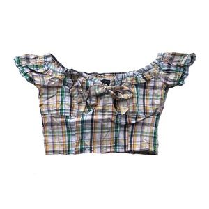 Forever 21 plaid off the shoulder crop top